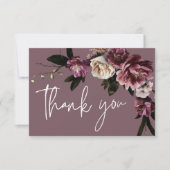 Moderne Bourgogne & Cream Pioenrozen Bloemenbruilo Bedankkaart (Voorkant)