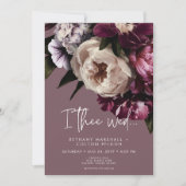 Moderne Bourgogne & Cream Pioenrozen Bloemenbruilo Kaart (Voorkant)