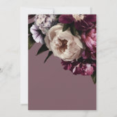 Moderne Bourgogne & Cream Pioenrozen Bloemenbruilo Kaart (Achterkant)