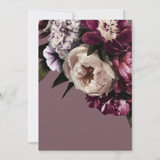 Moderne Bourgogne & Cream Pioenrozen Bloemenbruilo Save The Date (Achterkant)