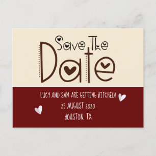 Moderne Bourgogne Cream Save the Date Wedding Aankondigingskaart