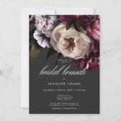 Moderne Bourgogne Crème Pioenbloemen Bruids Brunch Kaart (Voorkant)