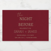 Moderne Bourgogne de avond voor het huwelijksfeest Sparkling Wijnetiket (Enkel label)