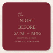 Moderne Bourgogne de avond voor het repetitiediner Kartonnen Onderzetters (Voorkant)