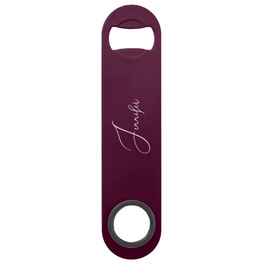 Moderne Bourgogne Elegant Stijlvol Trendy Monogram Speed Flessenopener (Voorkant)
