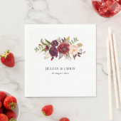 Moderne Bourgogne en blozen bloemenbruiloft Servet (Insitu)