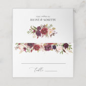 Moderne Bourgogne en blozende bloemen Plaatskaartje (Buitenkant ongevouwen)