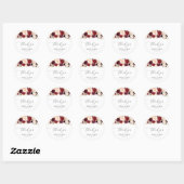 Moderne Bourgogne en Blush Bloemen bruiloft Ronde Sticker (Vel)