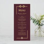 Moderne Bourgogne en gouden weddenschappen Menu (Staand voorkant)