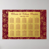 Moderne Bourgogne en goudflora met Roos Poster (Voorkant)