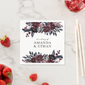 Moderne Bourgogne en marine Floral Botanische brui Servet (Insitu)