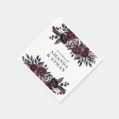 Moderne Bourgogne en marine Floral Botanische brui Servet (Hoek)