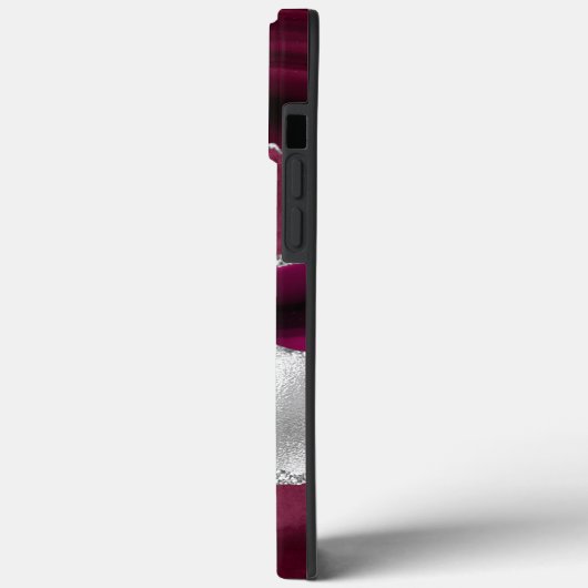 Moderne Bourgogne en Silver Agaat Monogram Case-Mate iPhone Case (Achterkant / Links)