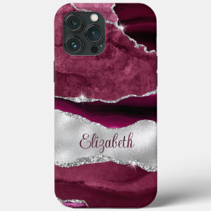 Moderne Bourgogne en Silver Agaat Monogram Case-Mate iPhone Case