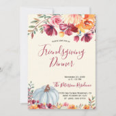 Moderne Bourgogne Floral Friendsgiving Kaart (Voorkant)
