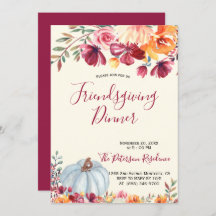 Moderne Bourgogne Floral Friendsgiving