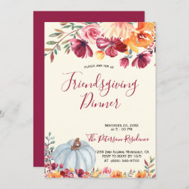 Moderne Bourgogne Floral Friendsgiving Kaart