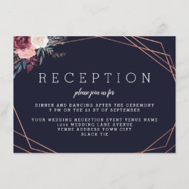 Moderne Bourgogne Floral Geometrische Marine Recep Informatiekaartje