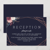 Moderne Bourgogne Floral Geometrische Marine Recep Informatiekaartje (Voorkant / Achterkant)