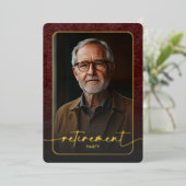 Moderne  Bourgogne Foto Retirement Party Folie Uitnodiging (Staand Voorkant)