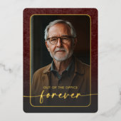 Moderne  Bourgogne Foto Retirement Party Folie Uitnodiging (Voorkant)