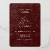 Moderne  Bourgogne Foto Retirement Party Folie Uitnodiging (Achterkant)