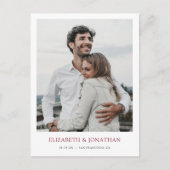 Moderne Bourgogne Foto Save the Date Wedding Uitnodiging Briefkaart (Voorkant)