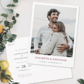Moderne Bourgogne Foto Save the Date Wedding Uitnodiging Briefkaart