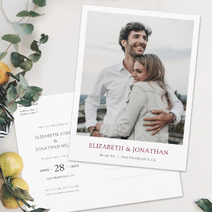 Moderne Bourgogne Foto Save the Date Wedding Uitnodiging Briefkaart
