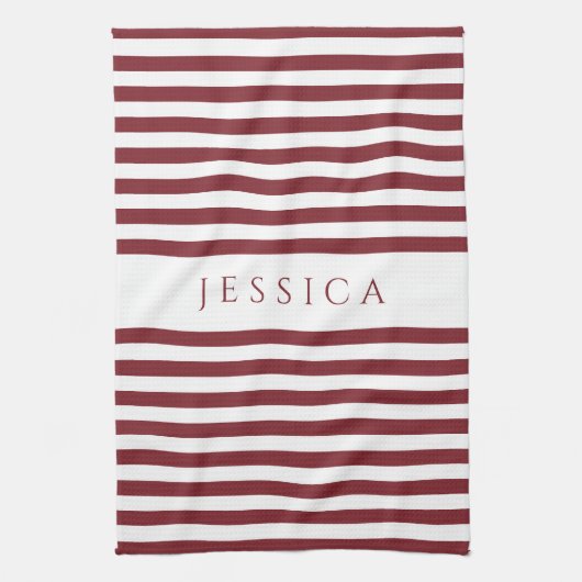 Moderne Bourgogne gestreept patroon naam Theedoek (Verticaal)