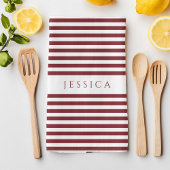 Moderne Bourgogne gestreept patroon naam Theedoek