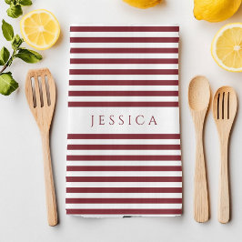 Moderne Bourgogne gestreept patroon naam Theedoek