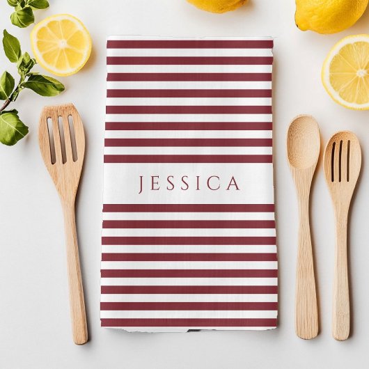 Moderne Bourgogne gestreept patroon naam Theedoek