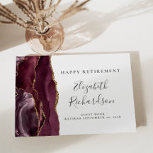 Moderne Bourgogne Gold Agate Script Pensioen