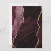 Moderne Bourgogne Gold Agate Script Wedding Kaart (Achterkant)