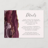 Moderne Bourgogne Gouden Agaat Blush Bruiloft Deta Informatiekaartje (Voorkant)