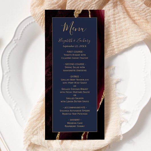 Moderne Bourgogne Gouden Agaat Marine Blauw Bruilo Menu