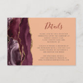 Moderne Bourgogne Gouden Agaat Perzik Bruiloft Det Informatiekaartje (Voorkant)