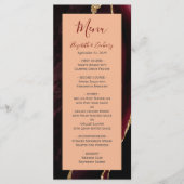 Moderne Bourgogne Gouden Agaat Perzik Bruiloft Menu (Voorkant)