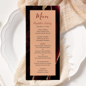 Moderne Bourgogne Gouden Agaat Perzik Bruiloft Menu