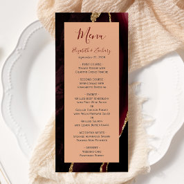 Moderne Bourgogne Gouden Agaat Perzik Bruiloft Menu