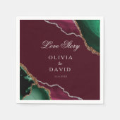 Moderne Bourgogne Gouden Agaat Smaragd Groene Brui Servet (Voorkant)