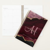 Moderne Bourgogne Gouden Glitter Agaat Monogram 20 Planner (Display)