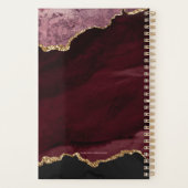 Moderne Bourgogne Gouden Glitter Agaat Monogram 20 Planner (Achterkant)