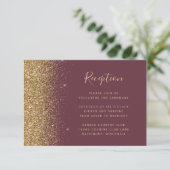 Moderne Bourgogne Gouden Glitter Bruiloft Receptie Informatiekaartje (Staand voorkant)