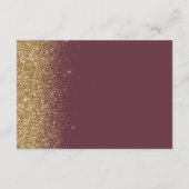 Moderne Bourgogne Gouden Glitter Bruiloft Receptie Informatiekaartje (Achterkant)