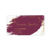 Moderne Bourgogne Gouden Verfstreken - Adreslabel Etiket (Voorkant)