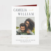 Moderne Bourgogne goudweddenschap FOTO Dank u wel Bedankkaart (Voorkant)