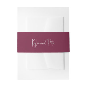 Moderne Bourgogne Handgeschreven Script Elegante T Uitnodigingen Wikkel