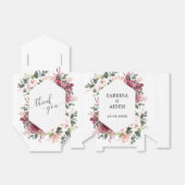 Moderne Bourgogne Ivoorcrème Roze Bloemenbruiloft Bedankdoosjes (Uitgevouwen)